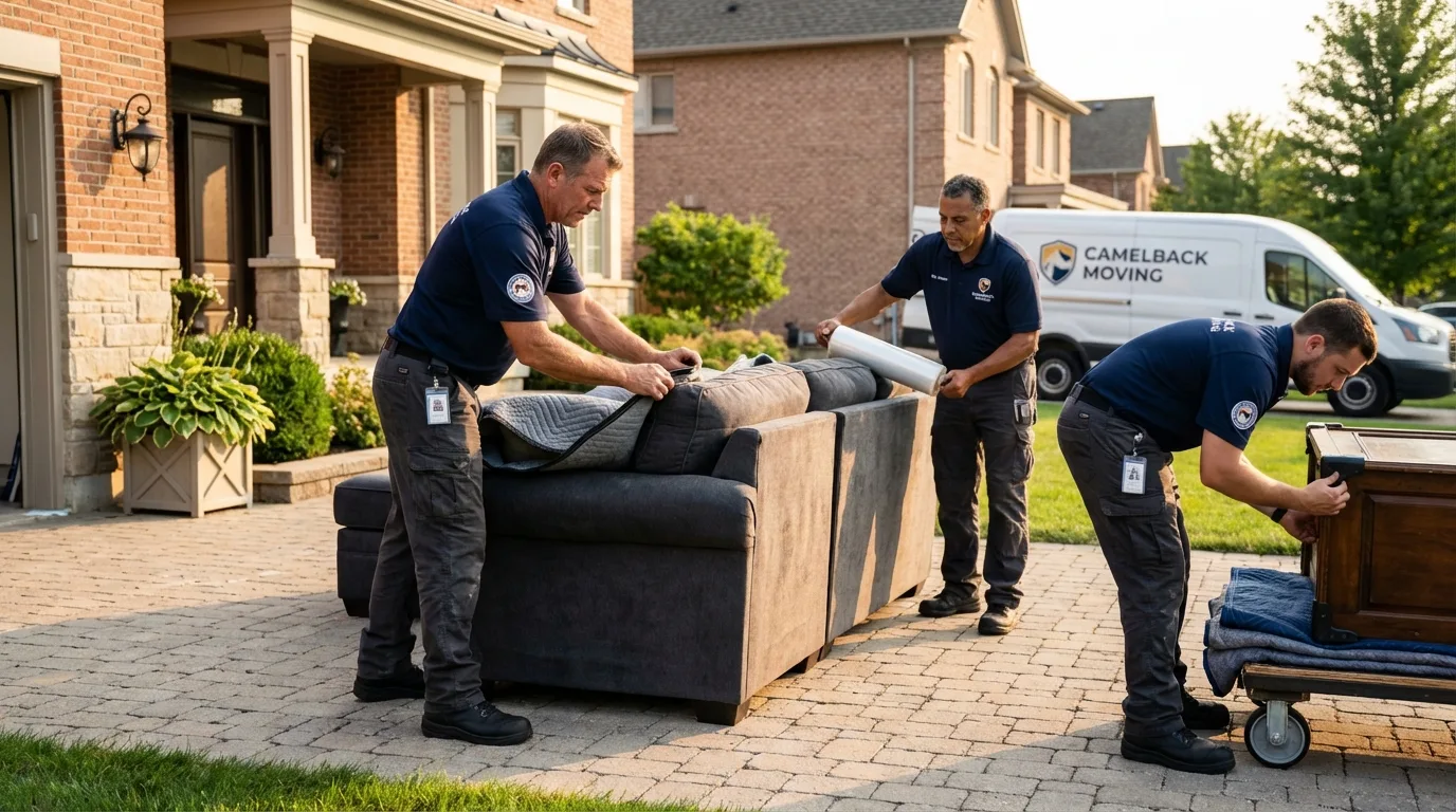 Large estate moving crew wrapping furniture in Montour Falls, NY