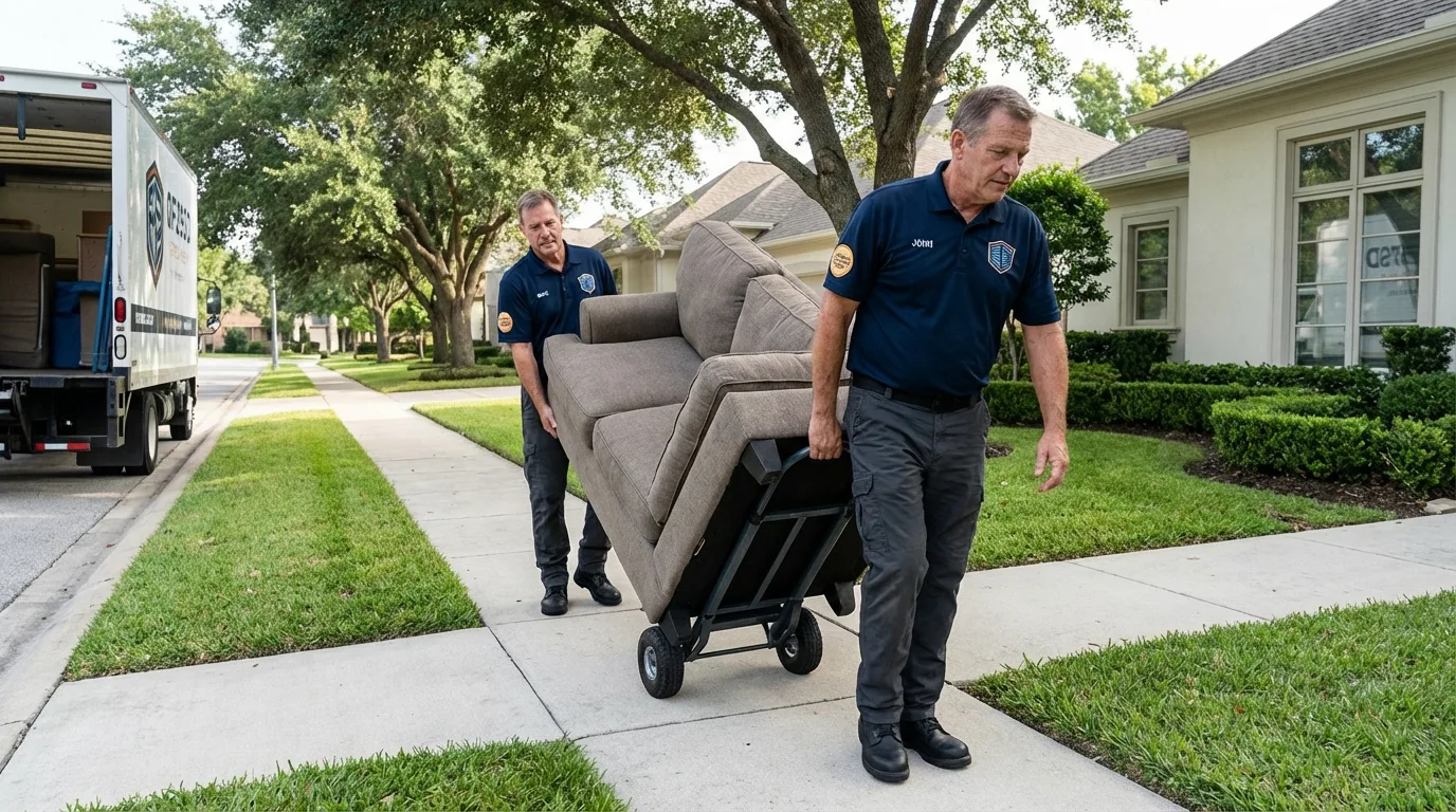 Local residential moving crew loading furniture in Montour Falls, NY